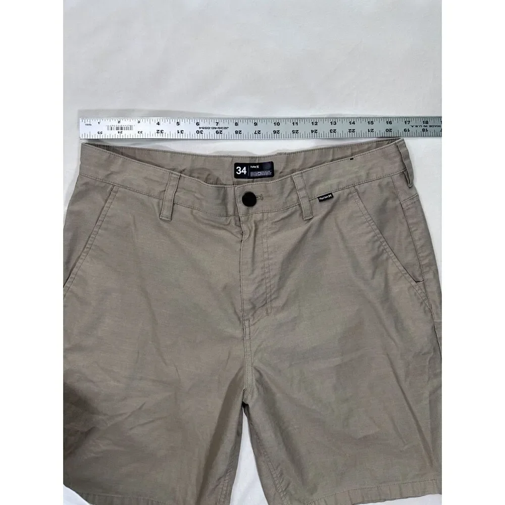 Hurley H2O-Dri Breathe Men's Walkshorts Size 34 Khaki Chino Stretch Golf Shorts